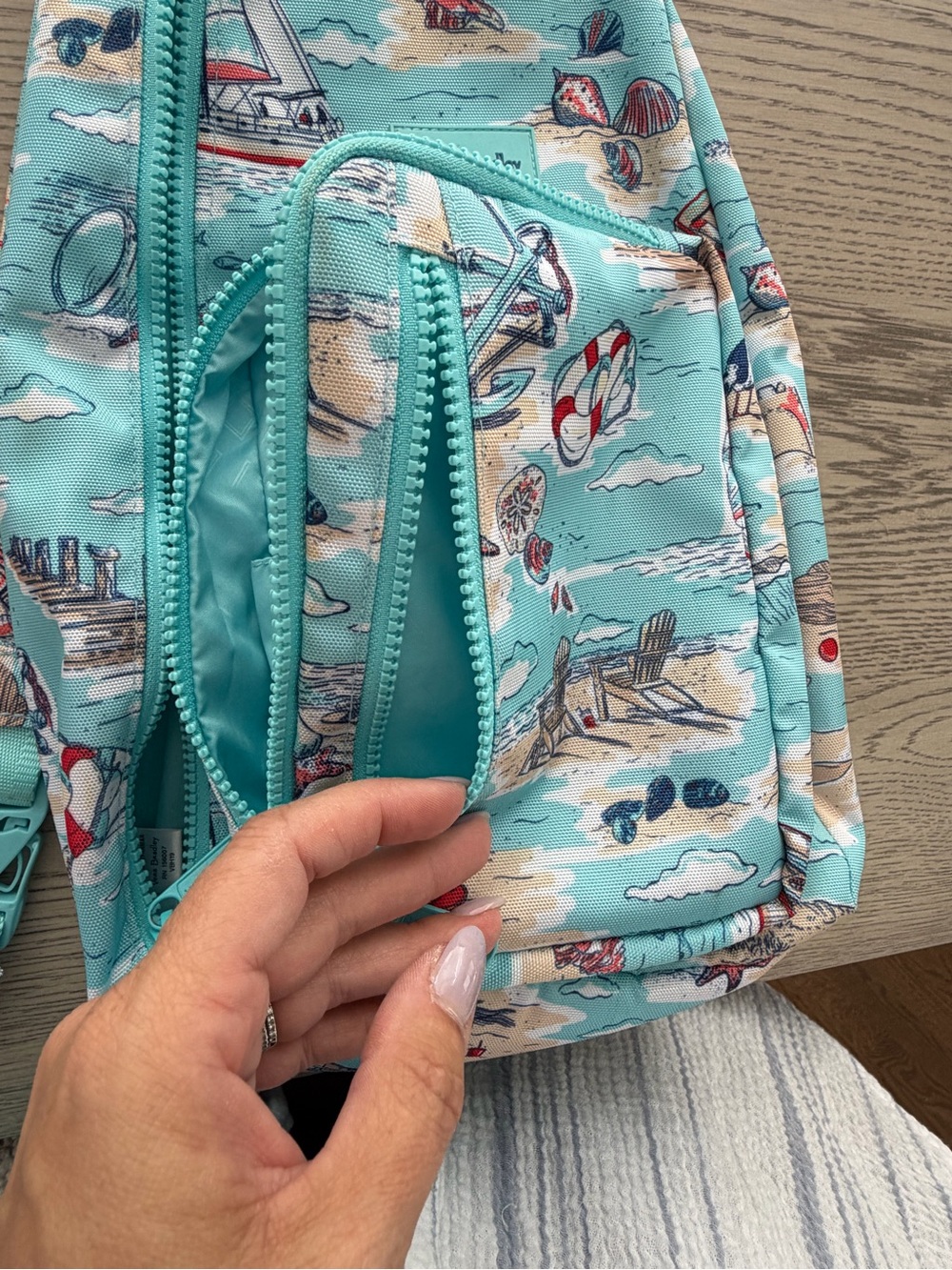 Vera Bradley Aqua Coastal Print Sling Bag - Picture 6 of 6